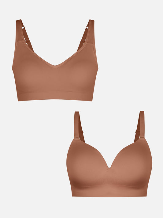 Full Coverage Wireless Bra + Push-Up Seamless Bra