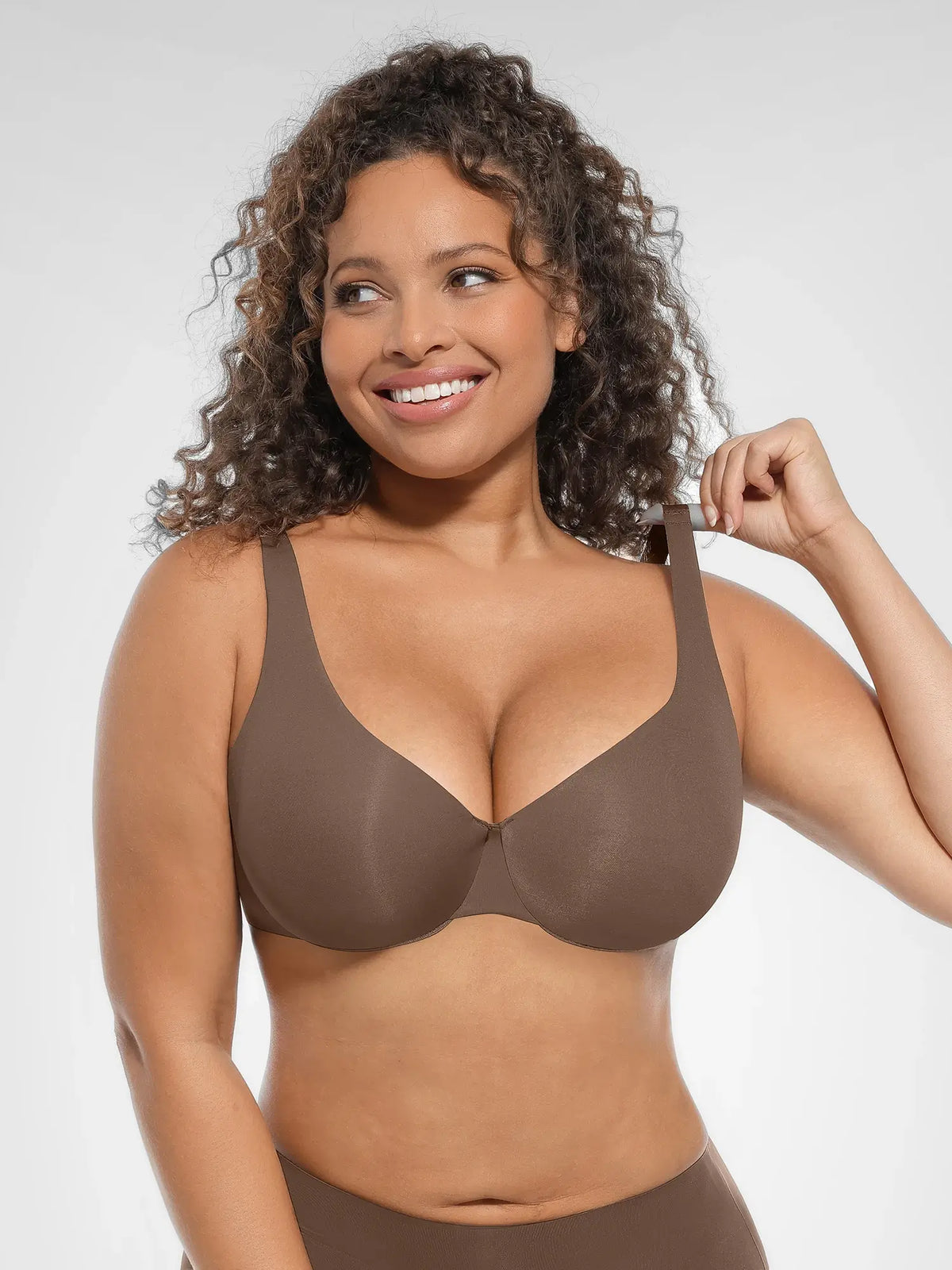 Adjustable-Strap Underwire V-neck Bra