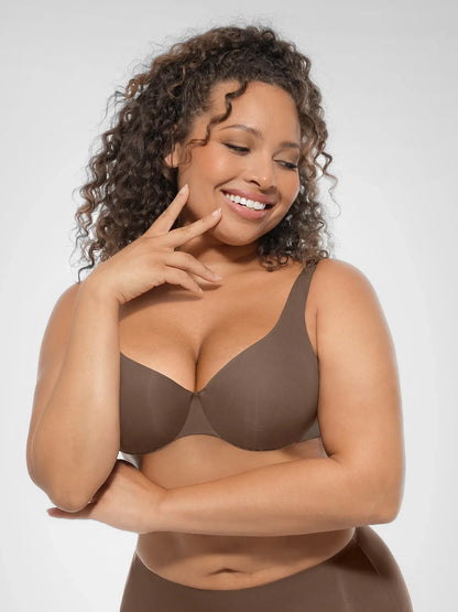 Adjustable-Strap Underwire V-neck Bra