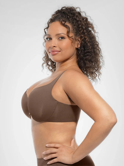 Adjustable-Strap Underwire V-neck Bra