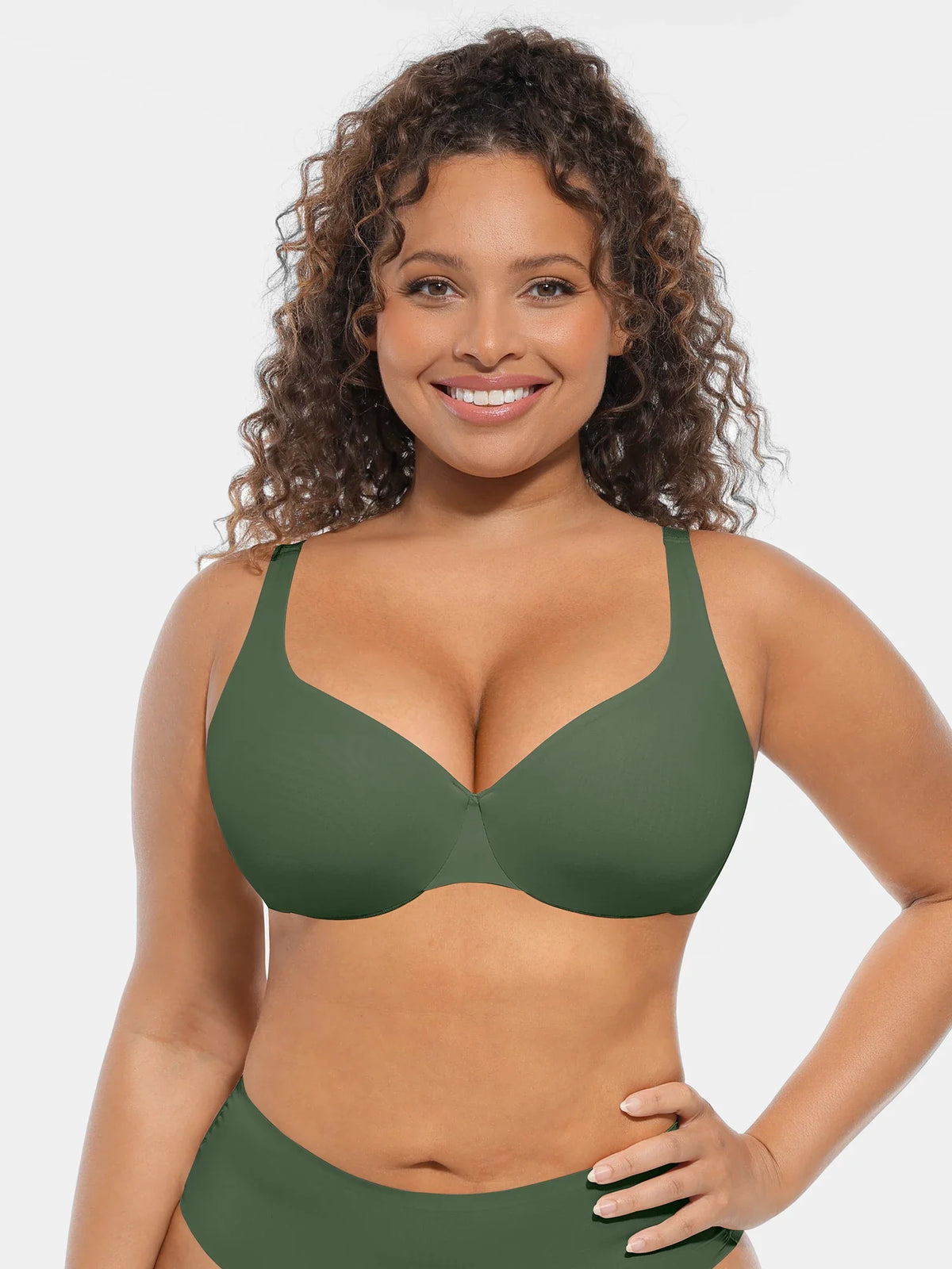 Adjustable-Strap Underwire V-neck Bra