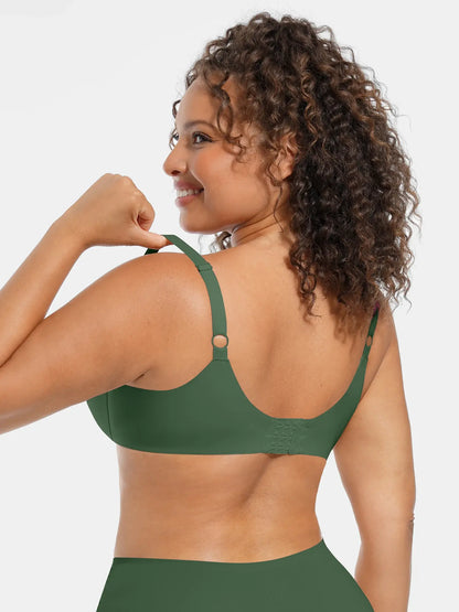 Adjustable-Strap Underwire V-neck Bra