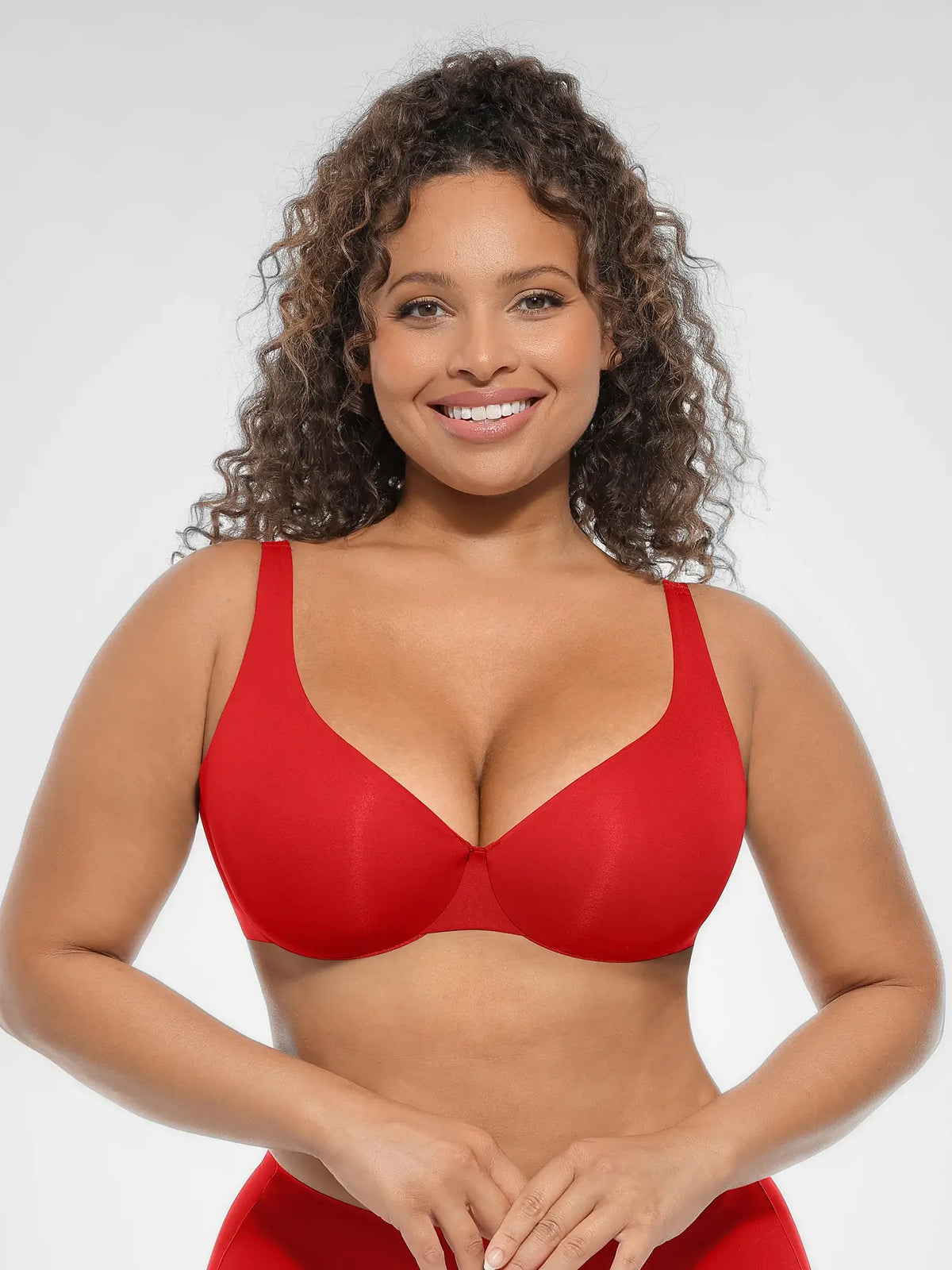 Adjustable-Strap Underwire V-neck Bra