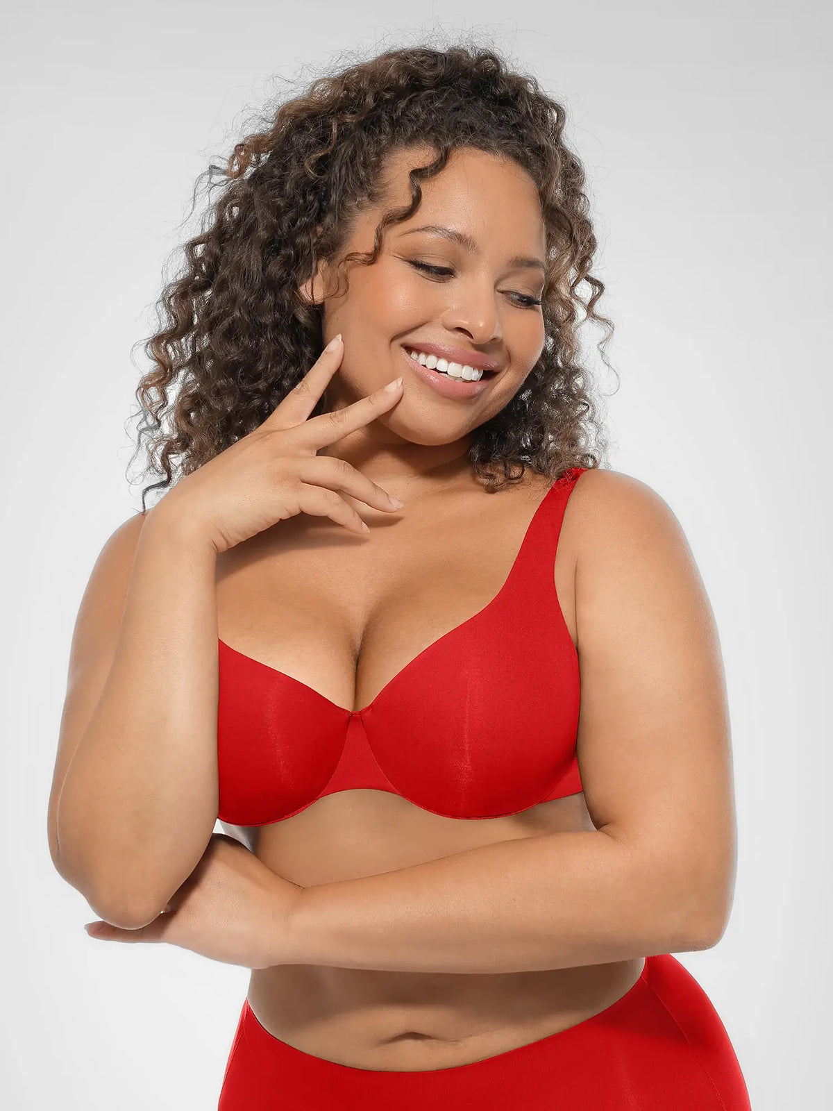Adjustable-Strap Underwire V-neck Bra
