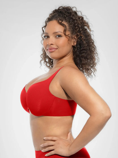 Adjustable-Strap Underwire V-neck Bra