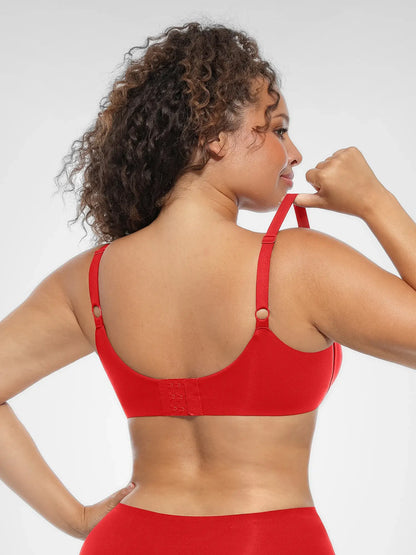 Adjustable-Strap Underwire V-neck Bra