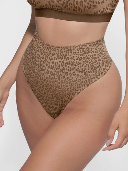 Leopard Print Mid-Waist Shaping Thong