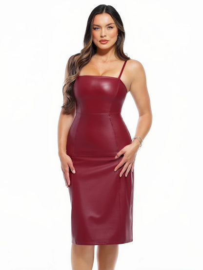 Dual-Wear Sculpting Faux Leather Dress