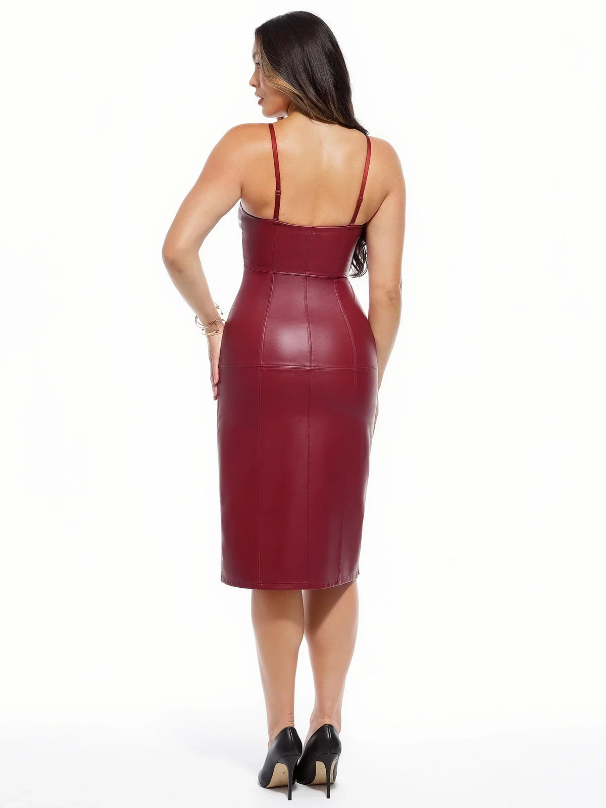 Dual-Wear Sculpting Faux Leather Dress