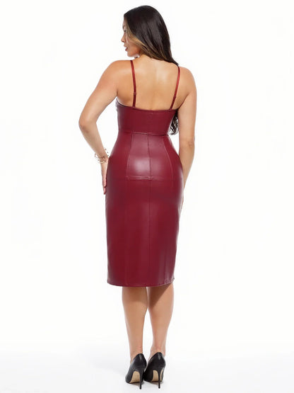 Dual-Wear Sculpting Faux Leather Dress