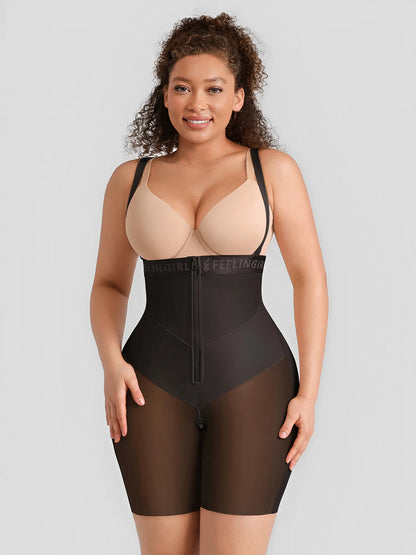 Wide V-neck Belt High-Waist Shaping Shorts