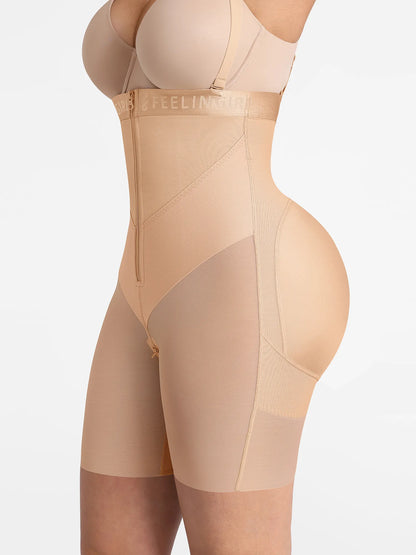 Wide V-neck Belt High-Waist Shaping Shorts