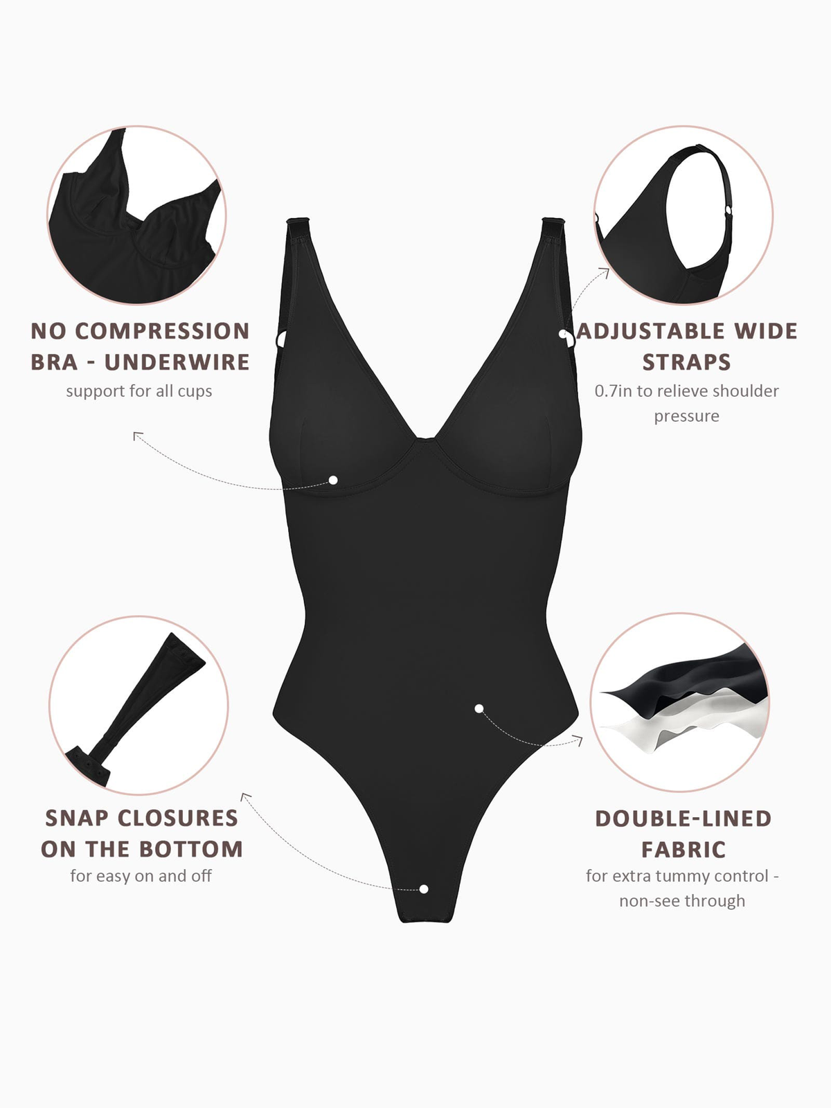 2-Pack V-Neck Tummy Control Bodysuit Bundle