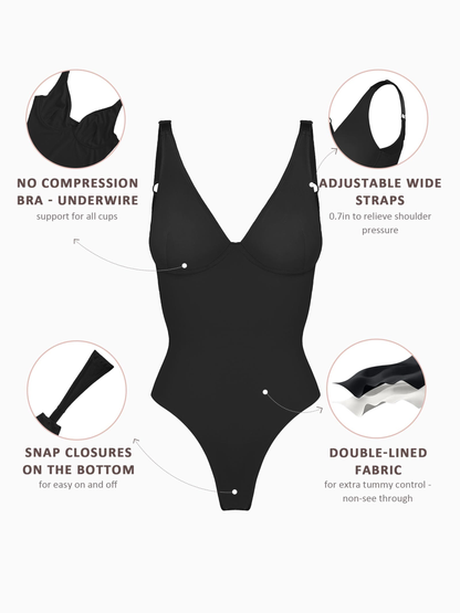 2-Pack V-Neck Tummy Control Bodysuit Bundle
