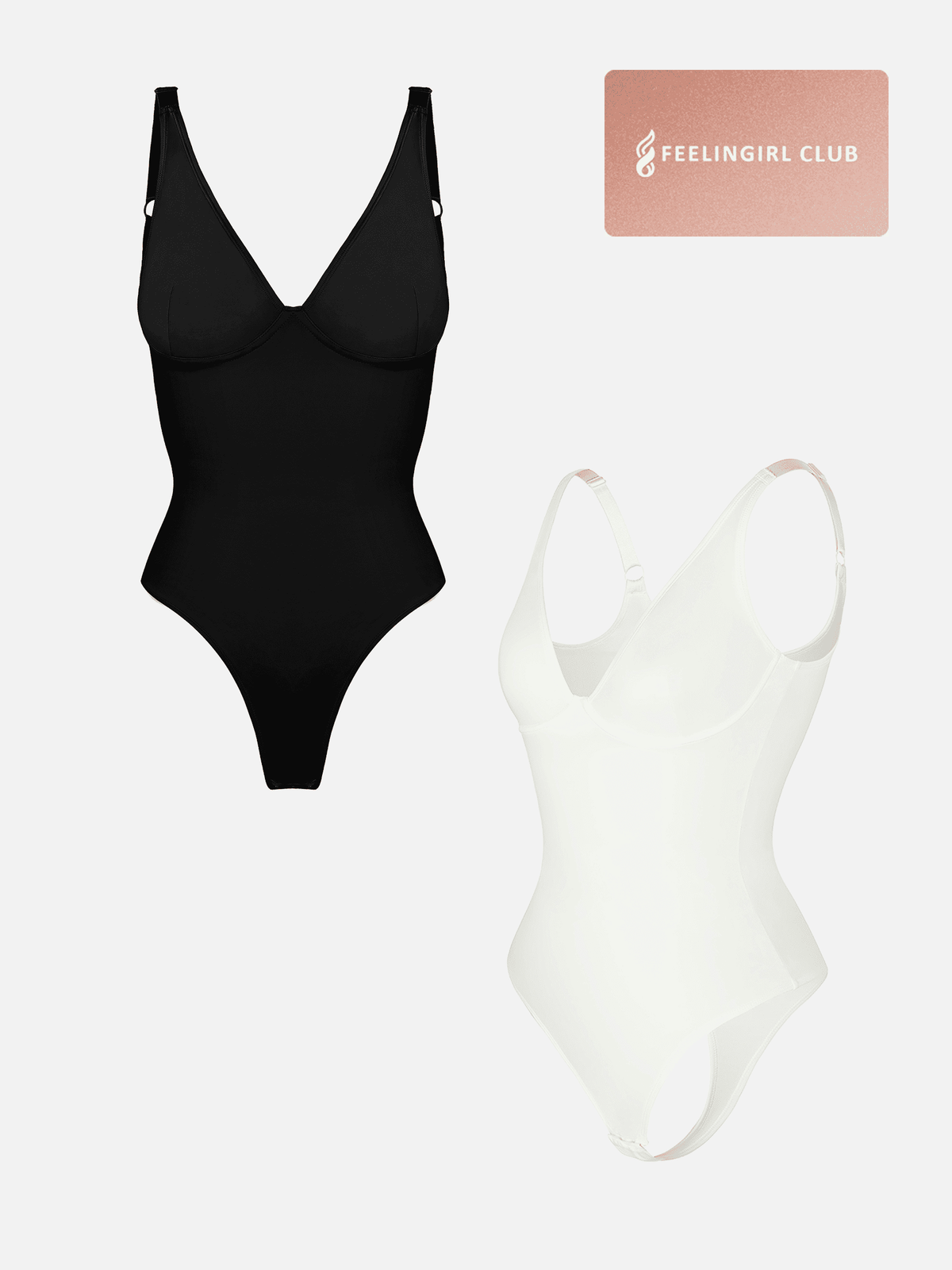 2-Pack V-Neck Tummy Control Bodysuit Bundle