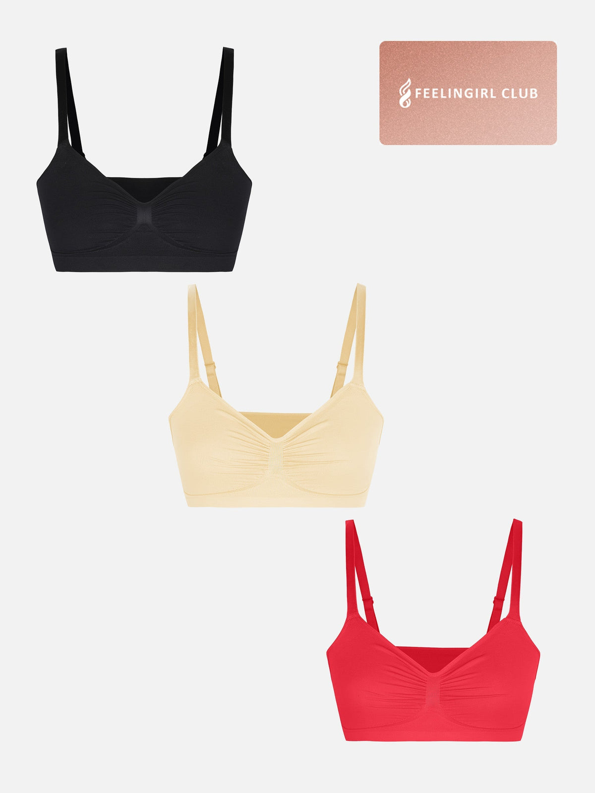 3-Pack Smooth Seamless Wireless Bra Bundle