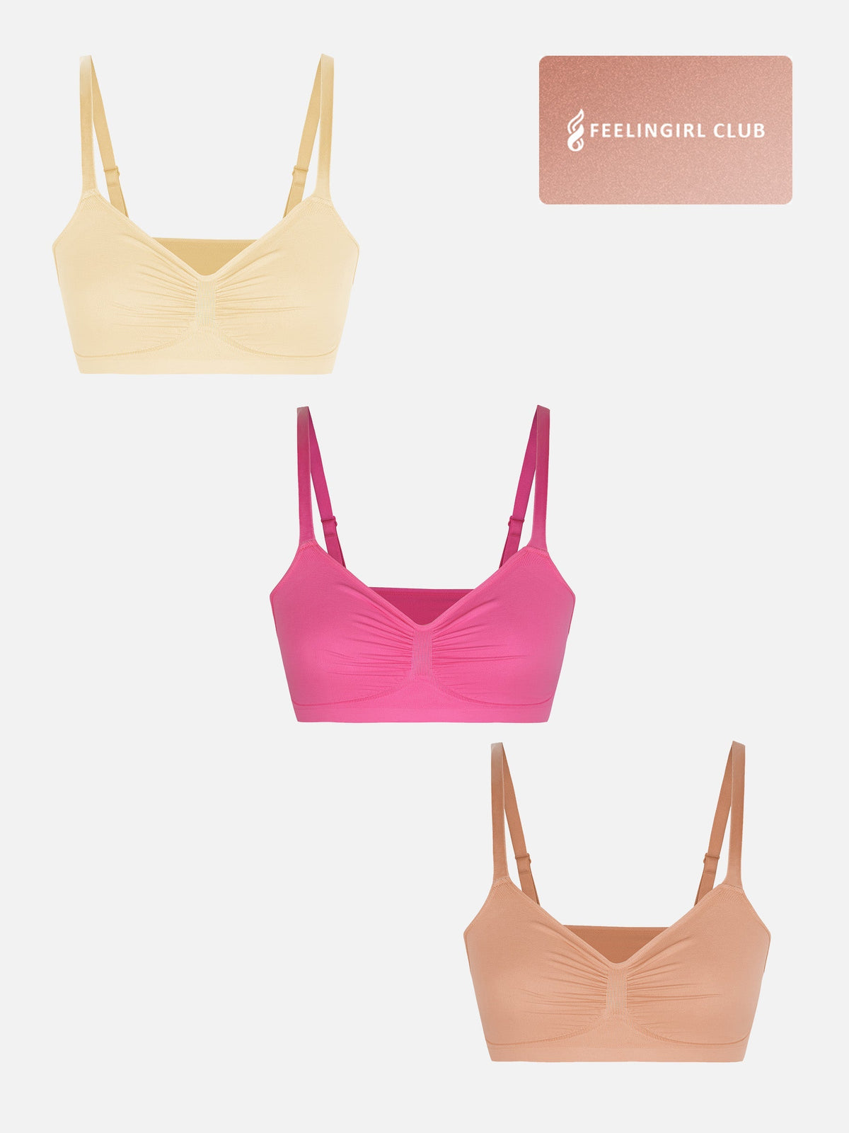 3-Pack Smooth Seamless Wireless Bra Bundle