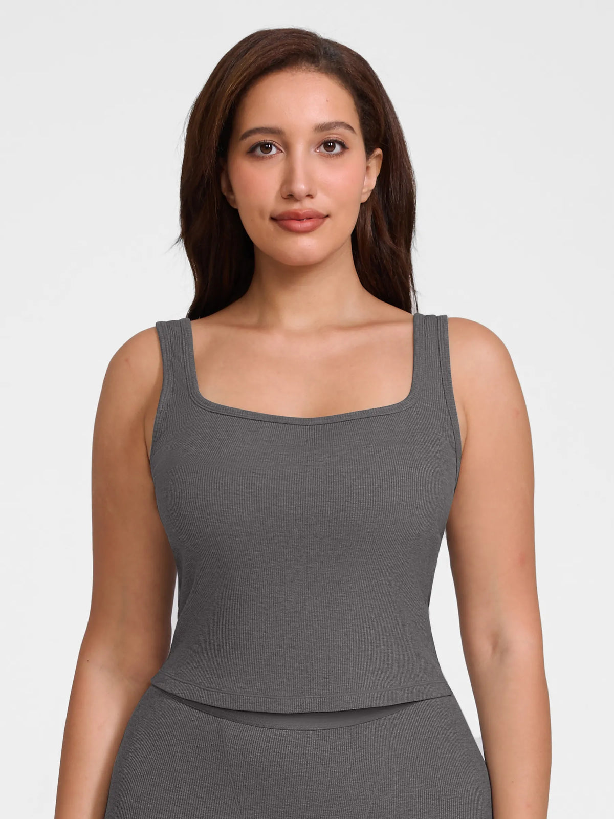Ribbed Square-Neck Lounge Tank Top