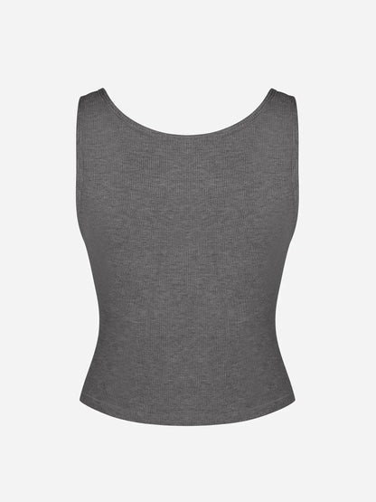 Ribbed Square-Neck Lounge Tank Top