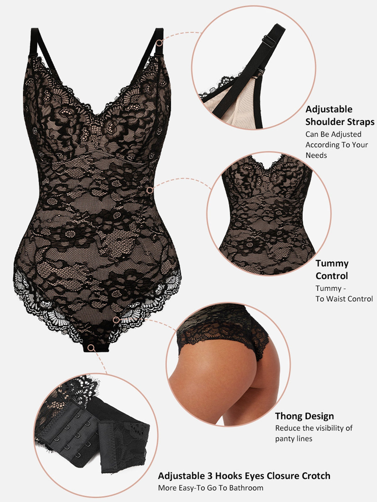 Lace V-Neck Stretch Bodysuit