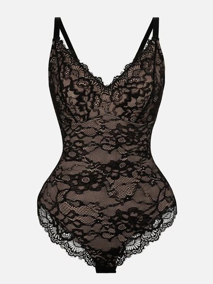 Lace V-Neck Stretch Bodysuit