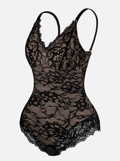 Lace V-Neck Stretch Bodysuit [BOGO]