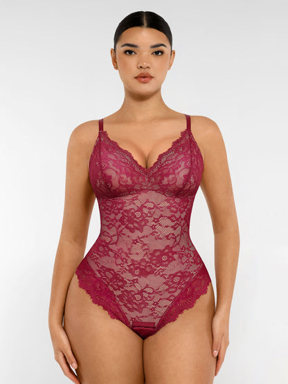 Lace V-Neck Stretch Bodysuit [BOGO]