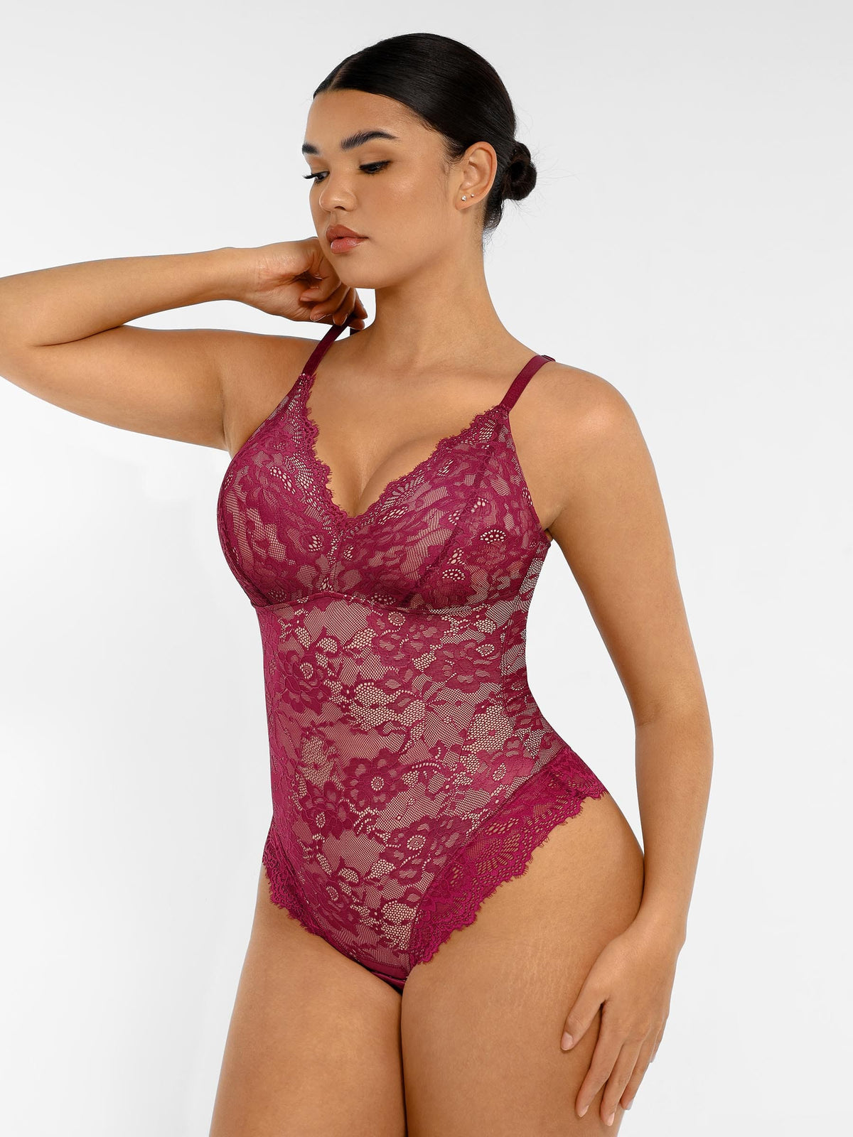 Lace V-Neck Stretch Bodysuit