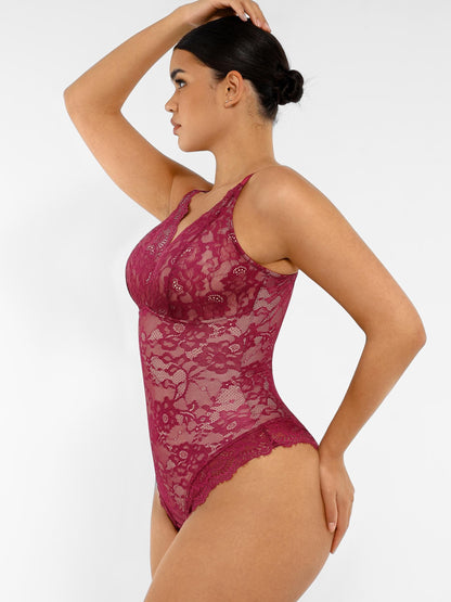 Lace V-Neck Stretch Bodysuit [BOGO]