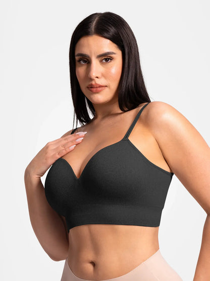 Adjustable Seamless Wireless Ribbed Bra