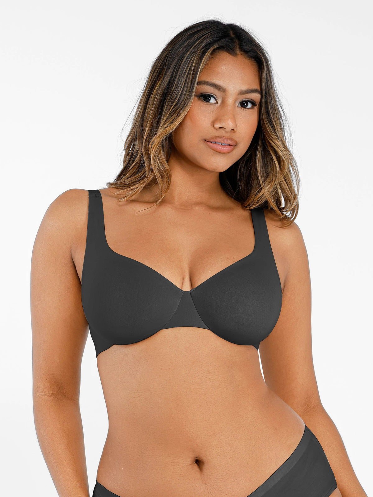 Adjustable-Strap Underwire Plunge Bra