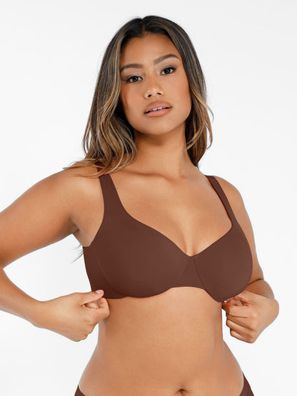 Adjustable-Strap Underwire Plunge Bra