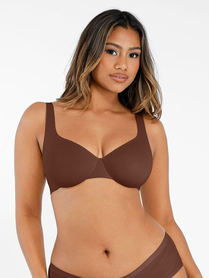 Adjustable-Strap Underwire Plunge Bra