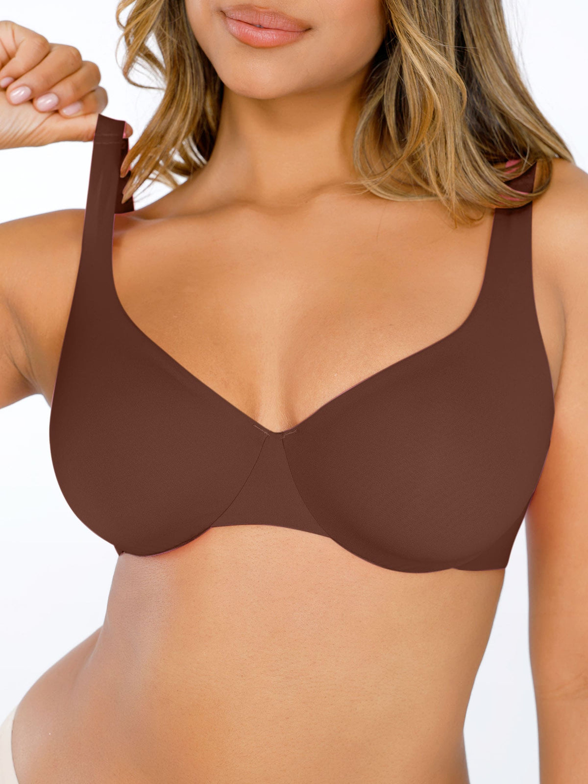 Adjustable-Strap Underwire Plunge Bra