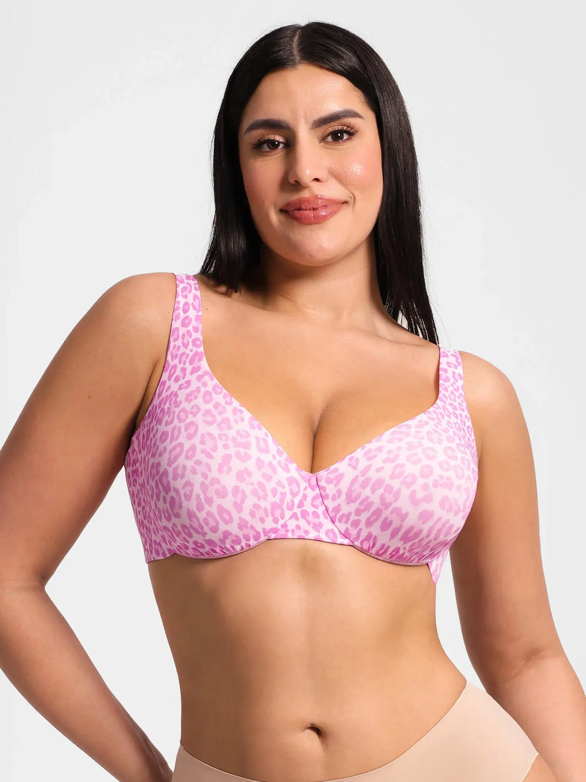 Adjustable-Strap Underwire V-neck Bra