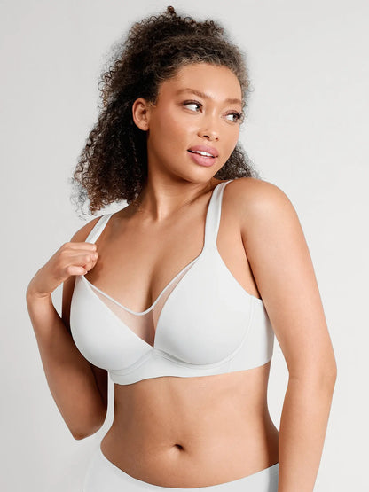 Support V-Neck Sheer Minimizer Bra