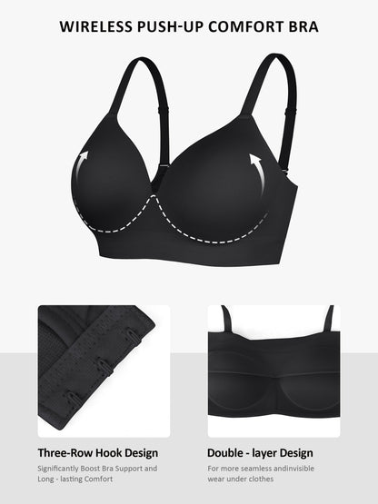 Wire-Free Wide Straps Bra + Push-Up Seamless Bra