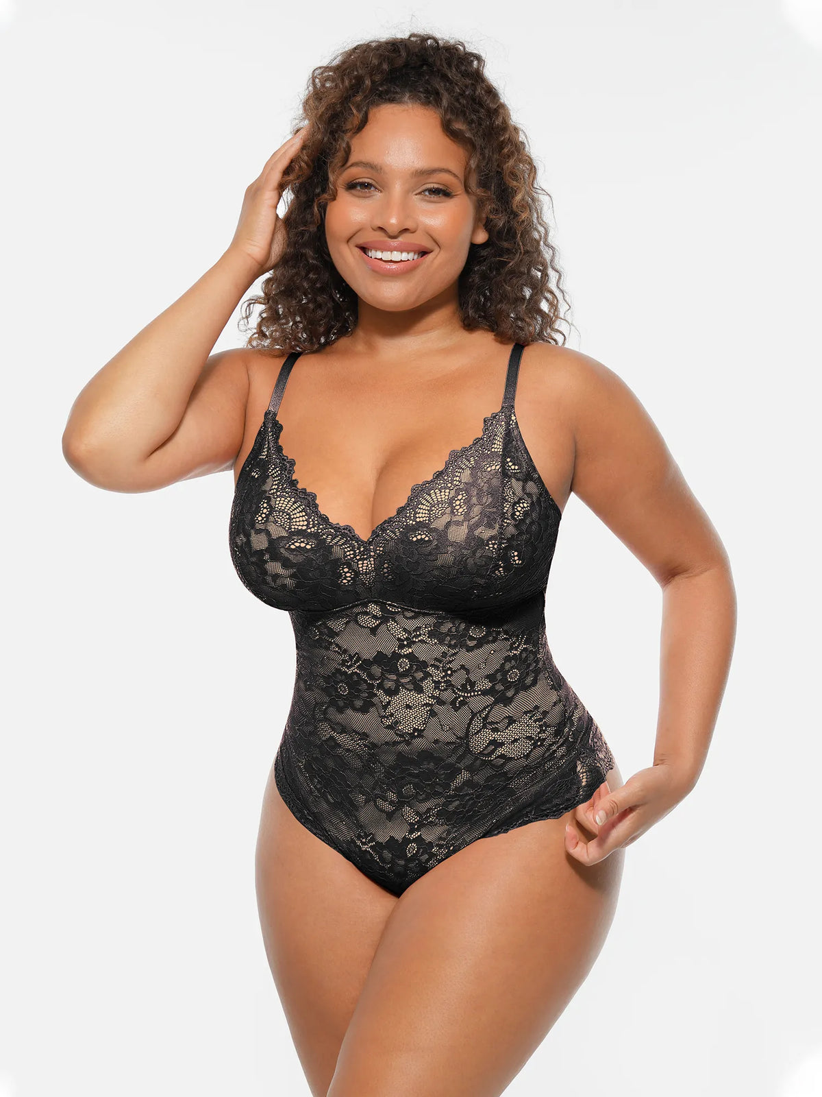 Lace Tummy Control Double-Layer Bodysuit