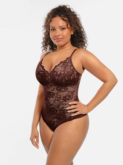 Lace Tummy Control Double-Layer Bodysuit