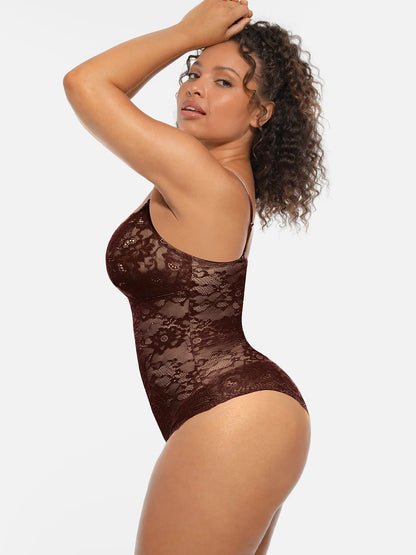 Lace Tummy Control Double-Layer Bodysuit