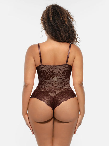 Lace Tummy Control Double-Layer Bodysuit
