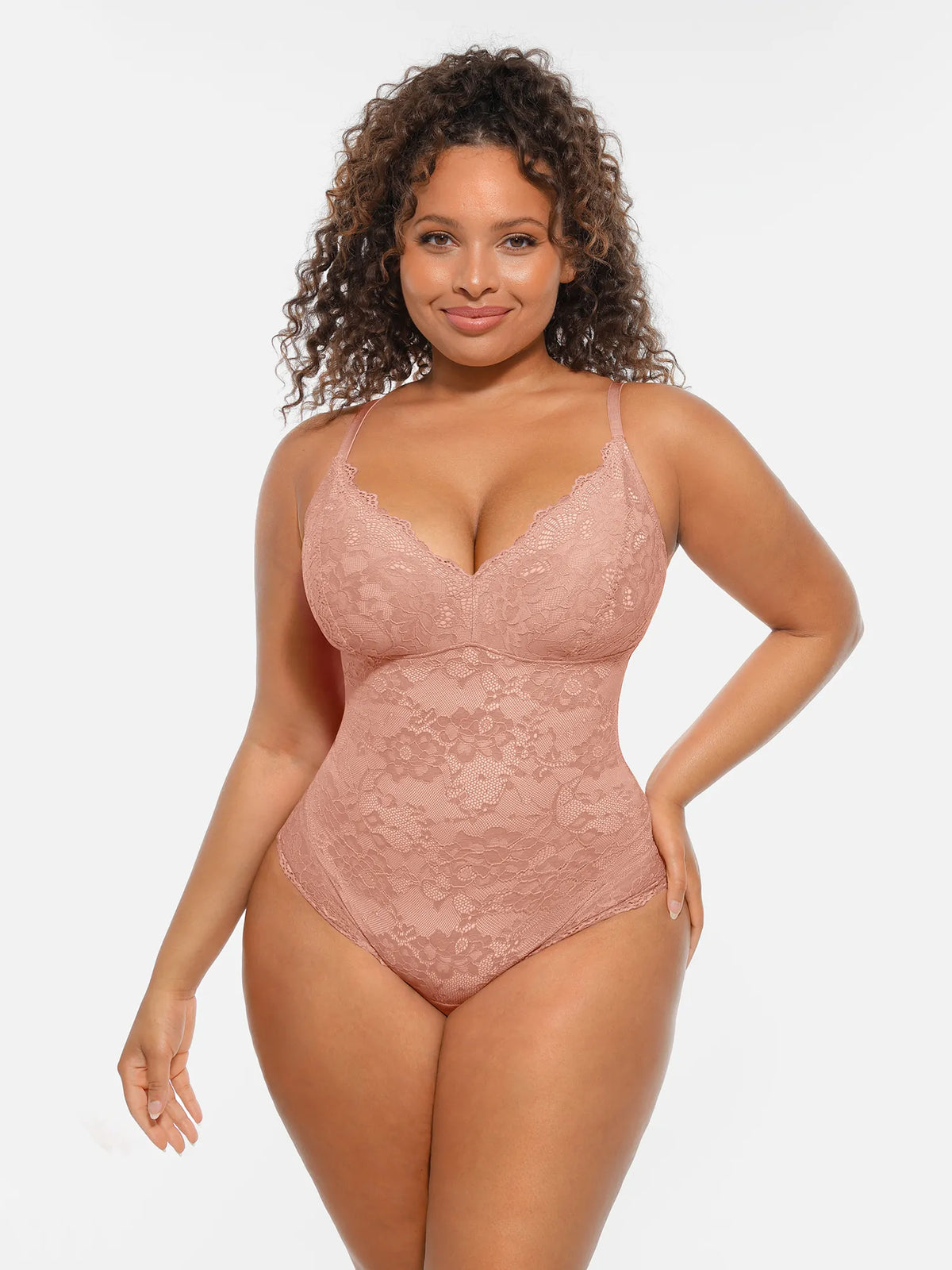 Lace Tummy Control Double-Layer Bodysuit