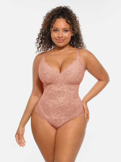 Lace Tummy Control Double-Layer Bodysuit