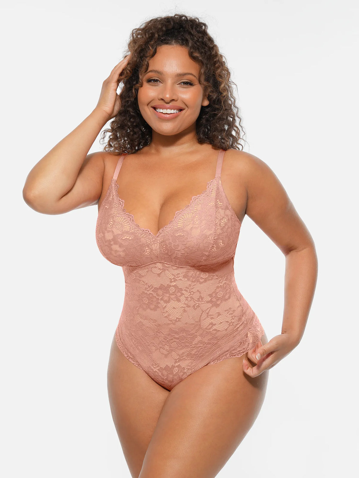 Lace Tummy Control Double-Layer Bodysuit