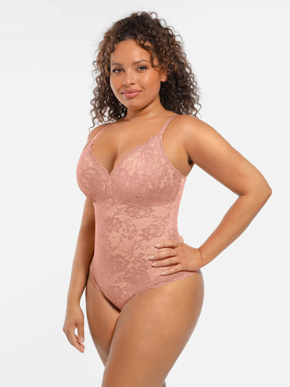 Lace Tummy Control Double-Layer Bodysuit