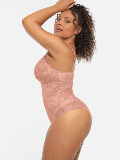 Lace Tummy Control Double-Layer Bodysuit