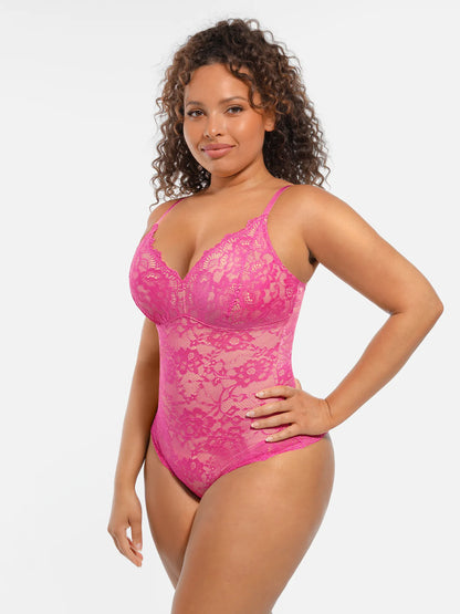 Lace Tummy Control Double-Layer Bodysuit