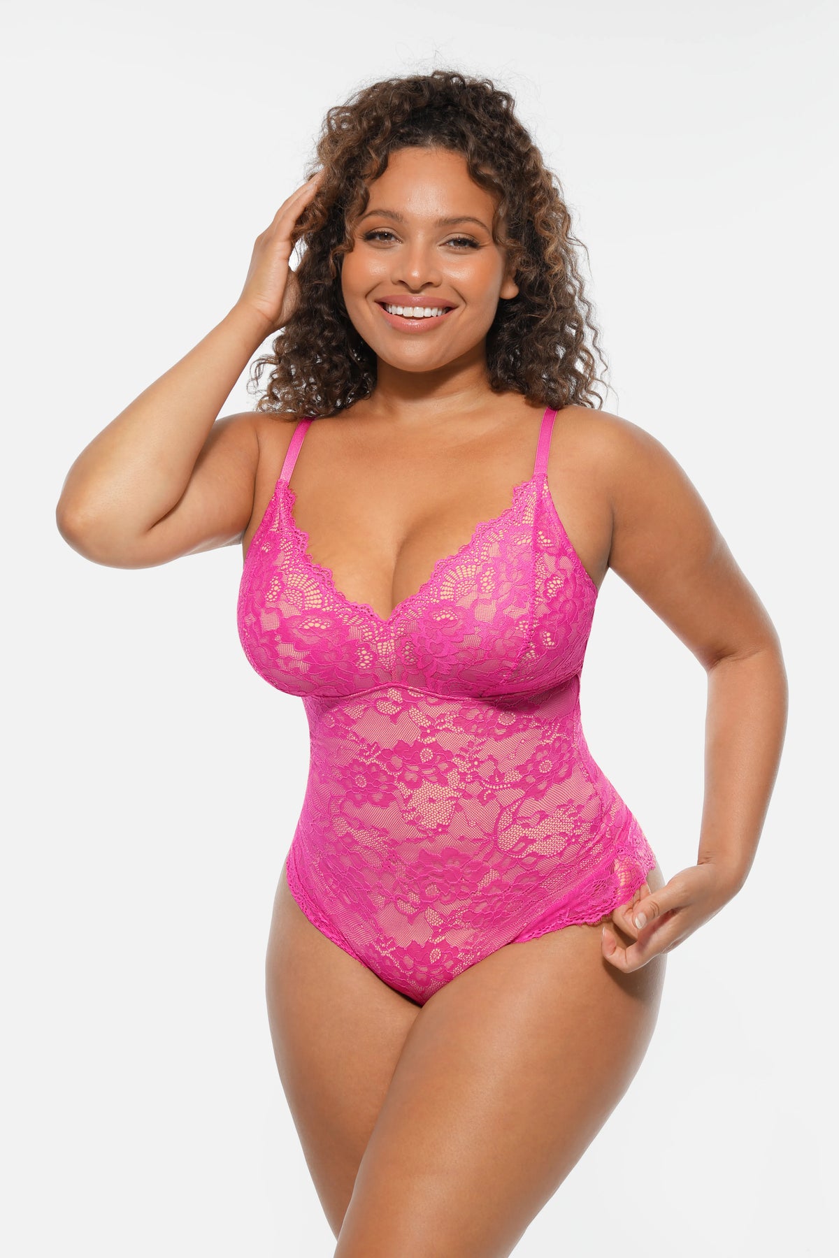 Lace Tummy Control Double-Layer Bodysuit