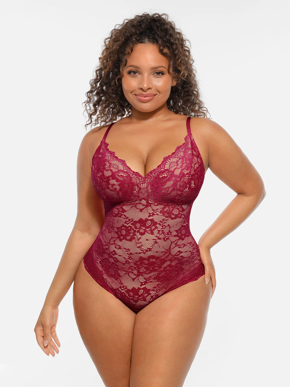 Lace Tummy Control Double-Layer Bodysuit