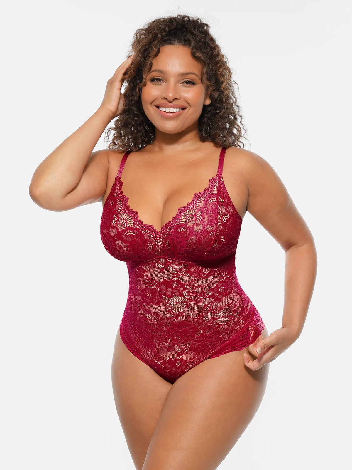 Lace Tummy Control Double-Layer Bodysuit